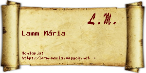 Lamm Mária névjegykártya